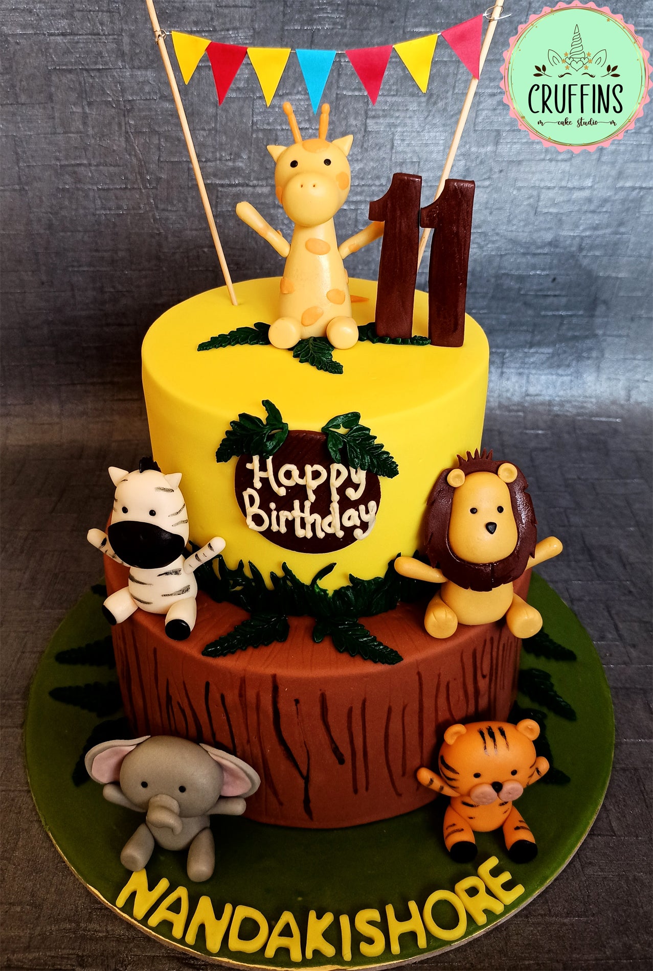 Jungle Animal Cake- 3D Lion Topper & 2D Giraffe Elephant Birthday Cake –  Pao's cakes