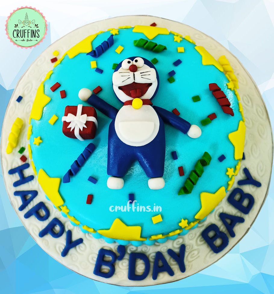 Doraemon Cake - Easy Step by Step tutorial - Spices N Flavors