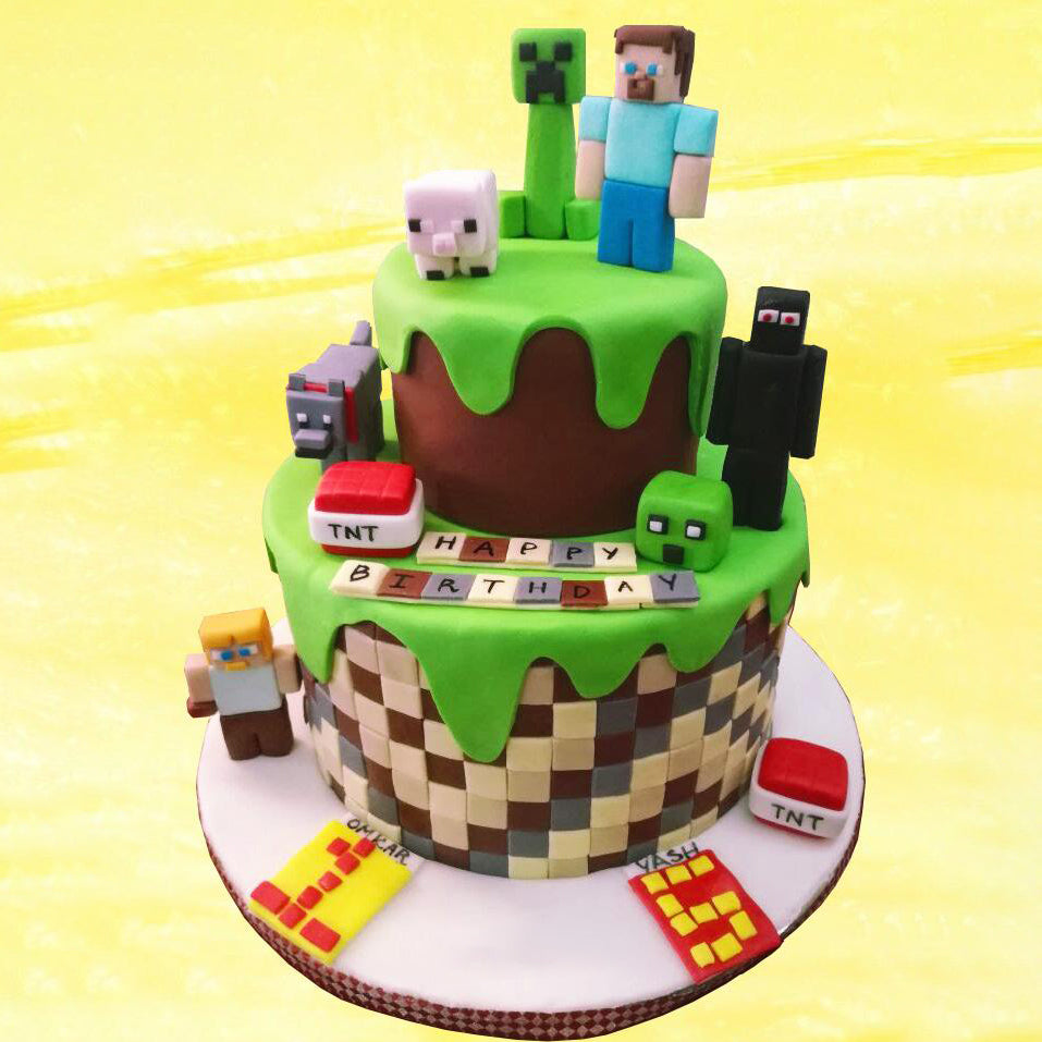 Minecraft Cake | Minecraft Theme Cake | Custom Fondant Cake, Food & Drinks,  Homemade Bakes on Carousell