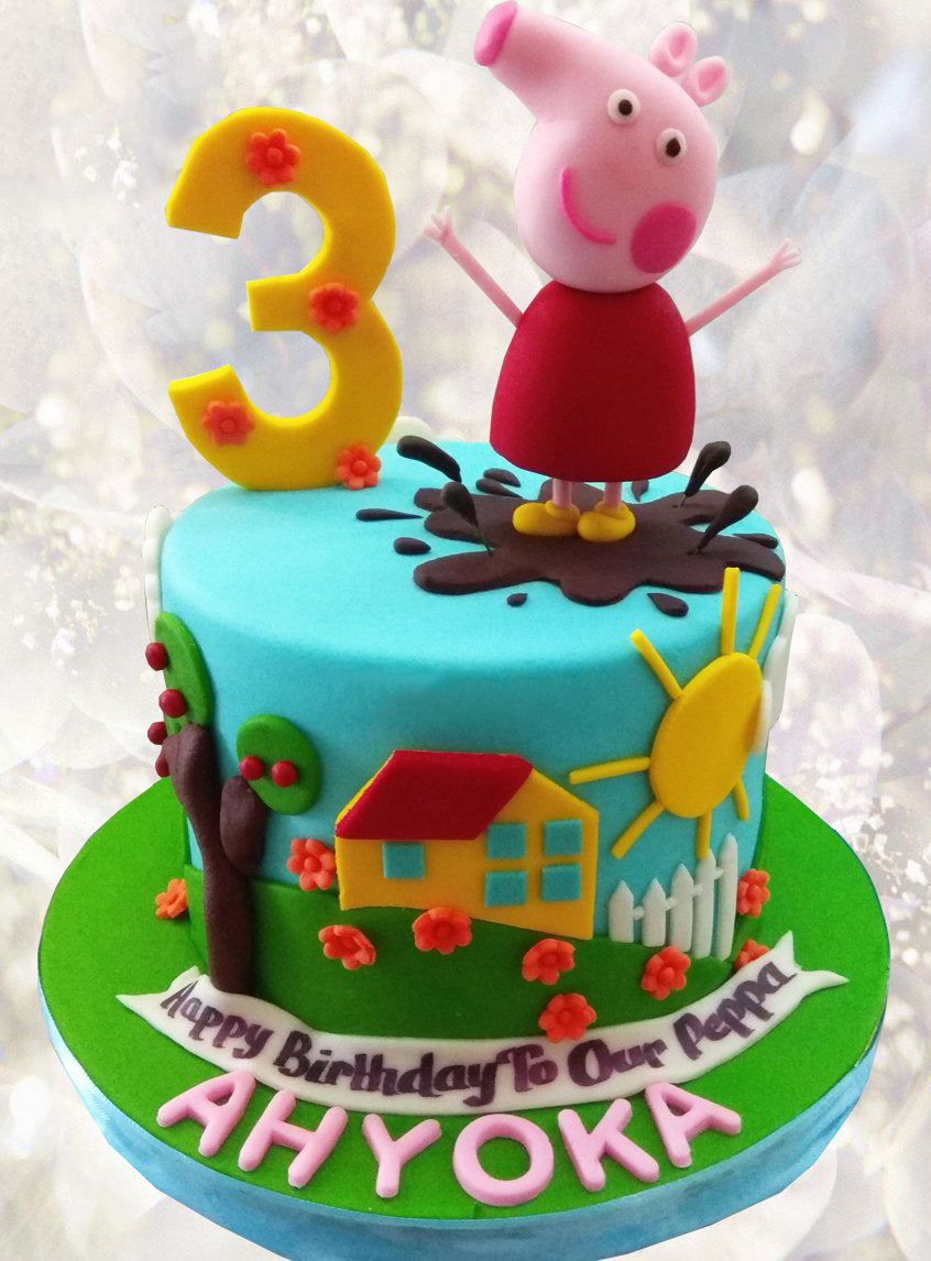 Faridabad Special: Online Pink Peppa Pig Fondant Cake Online Delivery in  Faridabad