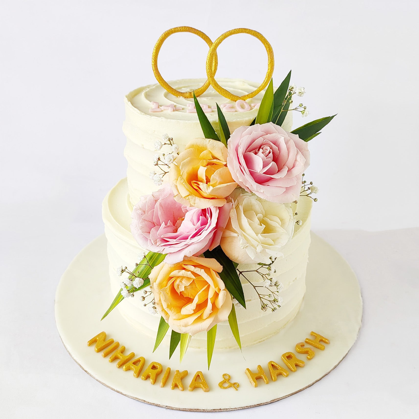 Three Tier Floral Engagement Ring Box Cake